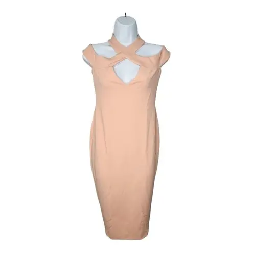 Nookie Hollywood Bodycon Dress Cut Out Halter Dress Blush Large New with Tags