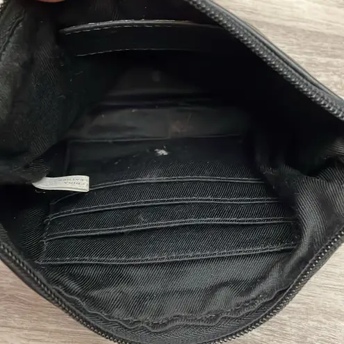 Audrey Brooke Black Genuine Leather Wristlet Silver Hardware Approx 7.5" x 5"