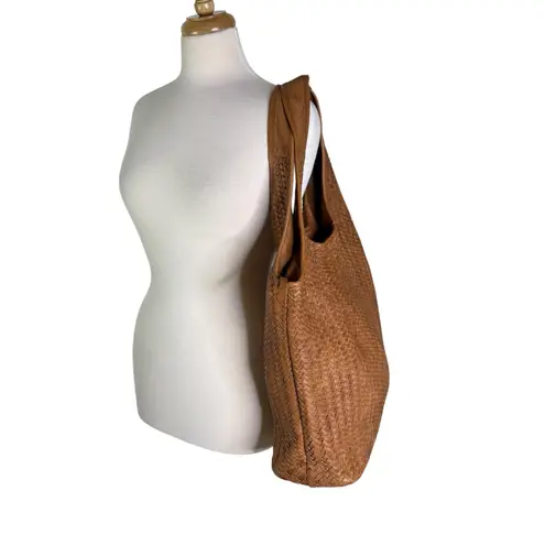 Platania Woven Italian Leather Extra Large Slouchy Hobo Shoulder Bag Brown