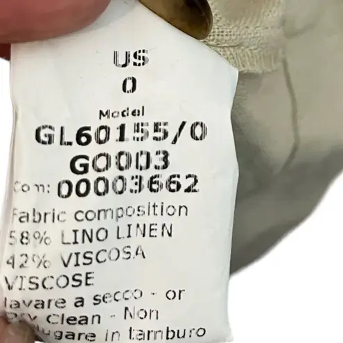 G. Label Goop Ruffle Mini Dress Women’s Size 0 Linen Puff Sleeve Shift Neutral Brown