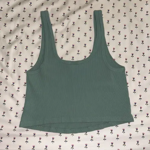 Old Navy Green Ribbed Crop Tank Top