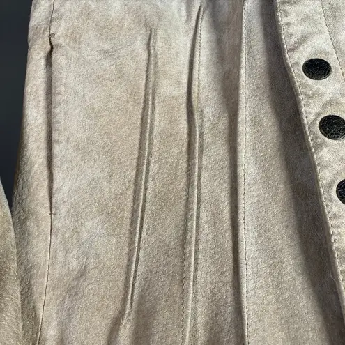 A.M.I. Leather Jacket Tan Brown Suede Button Up Womens Medium Career