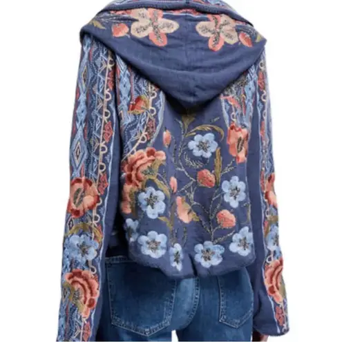 Johnny Was metallic thread Syelles Embroidered
Hoodie Jacket Indigo NWT RARE