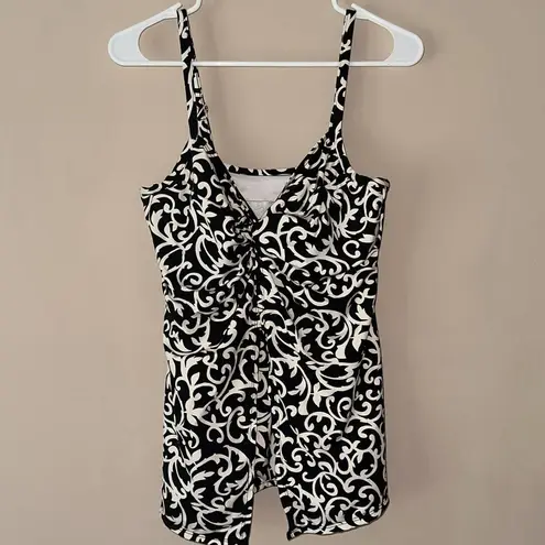 MiracleSuit  Women’s Black White Tankini Swimsuit Top Size 10