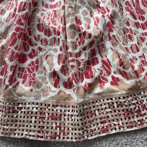 Elie Tahari Women's Floral Red and Beige Vacation Spring Short Skirt Size 4