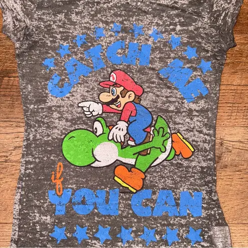 Nintendo Mario & Yoshi Super Mario Bros. Babydoll Gray Women’s Graphic T-Shirt