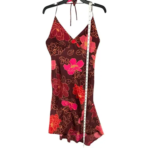 EXPRESS Vintage  Y2K Halter Dress Women 5/6 Red Pink Floral Dark Fairy Whimsigoth