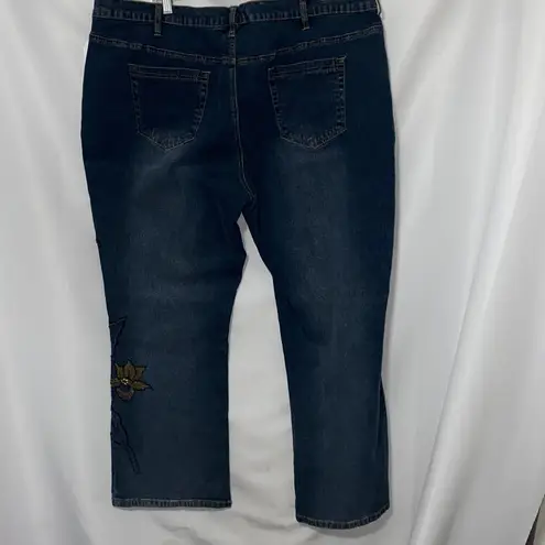 NWT WO SIZE 24 Petite DG2 by Diane Gilman Embroidered Denim Jeans Blue