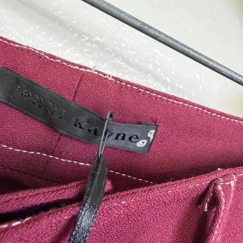 Jenni Kayne Crepe Stitch Birkin Pant Womens Size 2 Wine Wide Leg Lightweight NWT