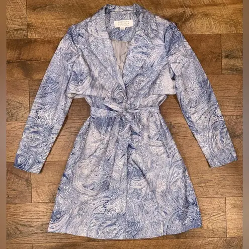 Badgley Mischka American Glamour Raincoat/Trenchcoat – Elegant Blue & Gray