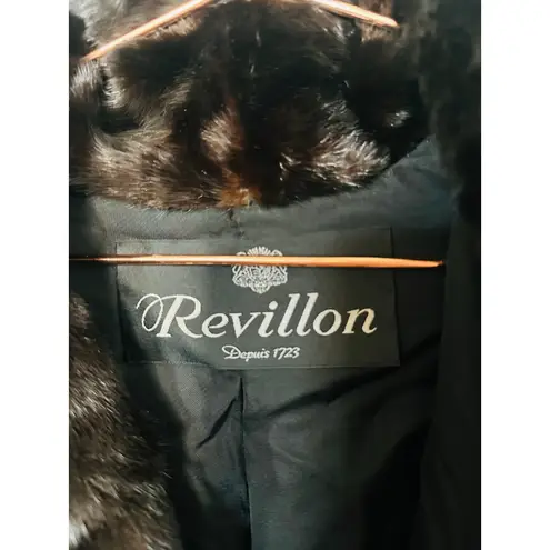 Revillon Paris Brown Black Vintage 70s Genuine Mink Fur Full Length Coat Size L