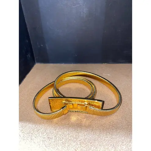 Stretch Belt 70s Disco Vintage Gold Tone Adjustable Metal Rectangular Clasp Size 28