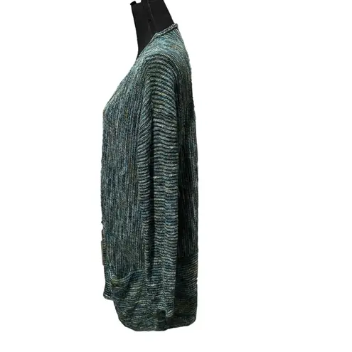 Chadwick's  Cardigan Teal Knit Open Long Sweater Pockets Knit