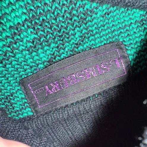 Vintage 90s L Simsbury Ltd Green Black Purple Oversized Turtleneck Sweater M L X Size XL