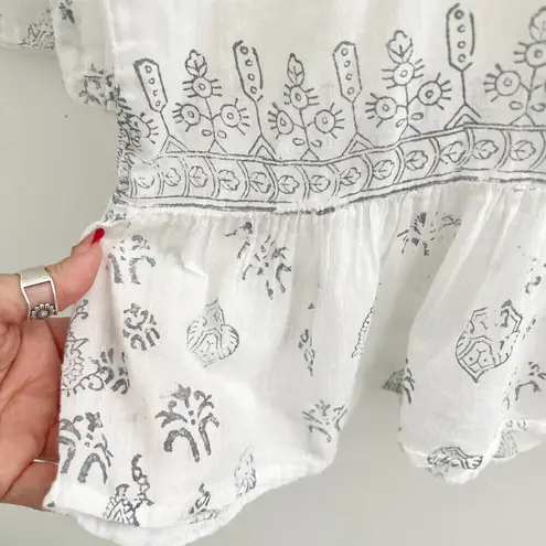 Bohemian Kaftan swim cover up White Blue S/M bell sleeves NEW Size undefined