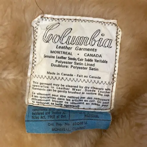 Vintage Rust Colored Suede Coat w/ Faux Fur Trim Snap Closure Sz XS Lined Hooded