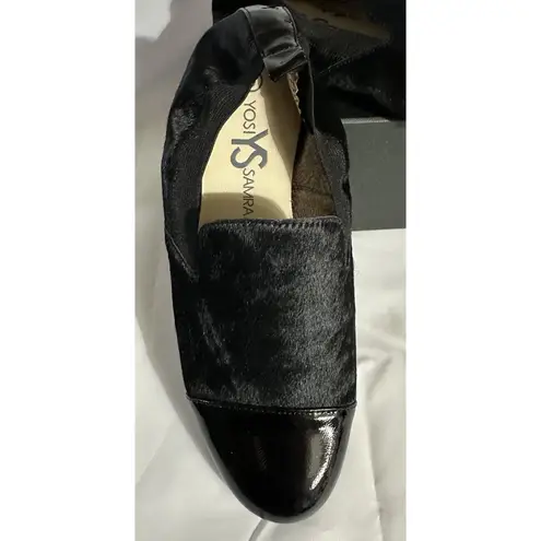 Yosi Samra Black Calf Hair Patent Leather Preslie Ballet Slip on Loafer Size 9