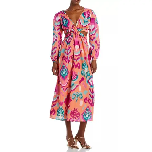 Banjanan Camilla Ikat Print Midi Dress Size Large Pink