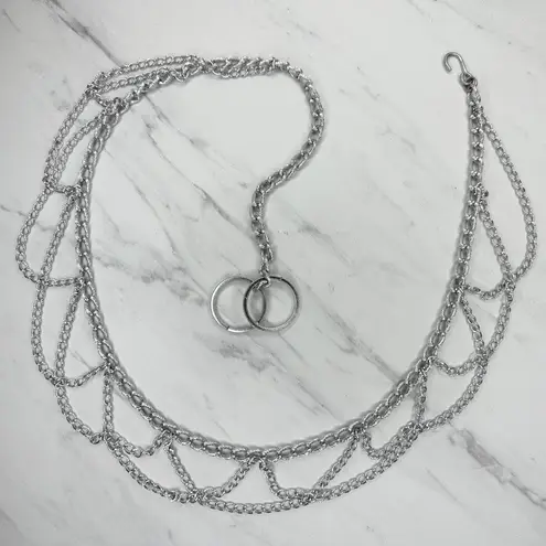Draped Silver Tone Metal Chain Link Belt Y2K XS/Small XS/S ✨