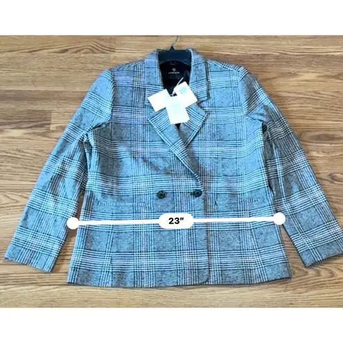 ANINE BING plaid wool Madeleine Double Breasted Jacket Size L