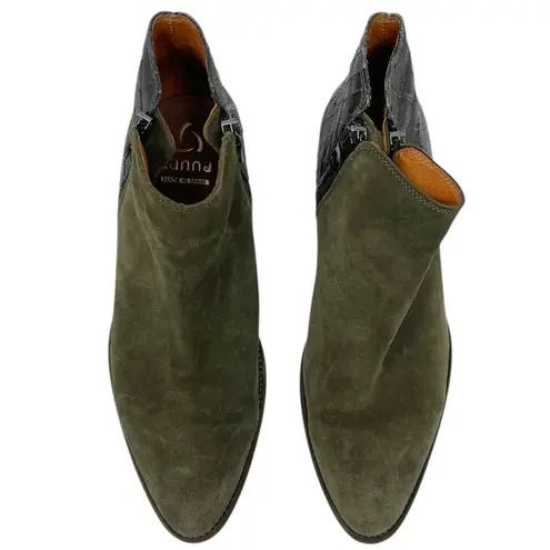 Kanna “Nat” Suede Ankle Boots Womens Size EU 39 US 8 Green Leather Bohemian Boho