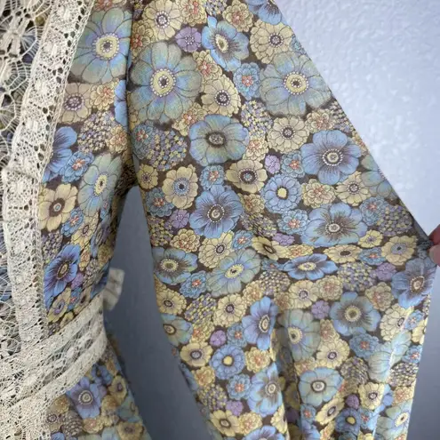 Gunne Sax Black Label Vintage Floral Cottage Prairie Dress Size 9 S Long Sleeve