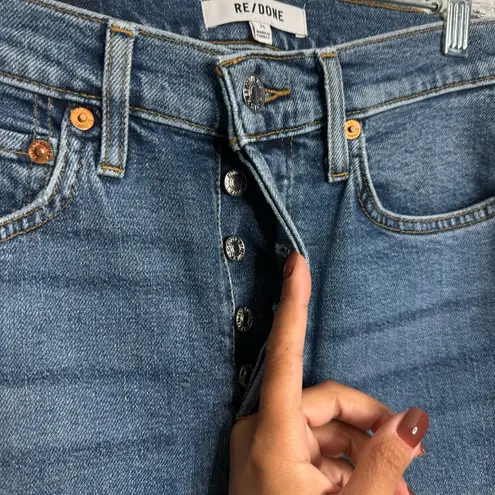 RE/DONE NWOT 90s High Rise Ankle Crop Button Fly Mid 70s Wash Size 25