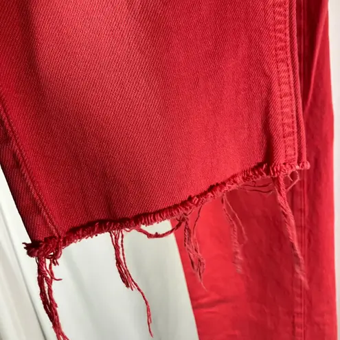 BDG Urban Outfitters Womens Jeans Red High Rise Straight Leg Raw Hem Size‎ 26