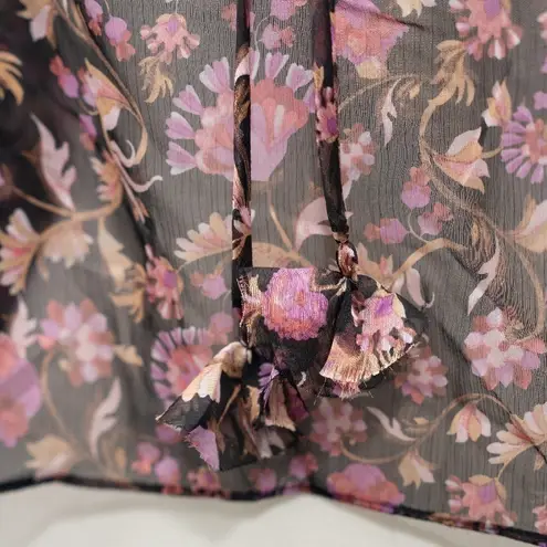 MISA Los Angeles Misa Rosie Sheer Floral Blouse Small