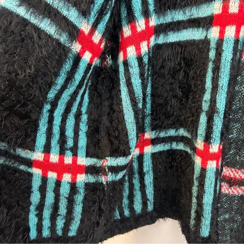 Raga Anthropologie Plaid Eyelash Open Front Long Cardigan Sweater O/S