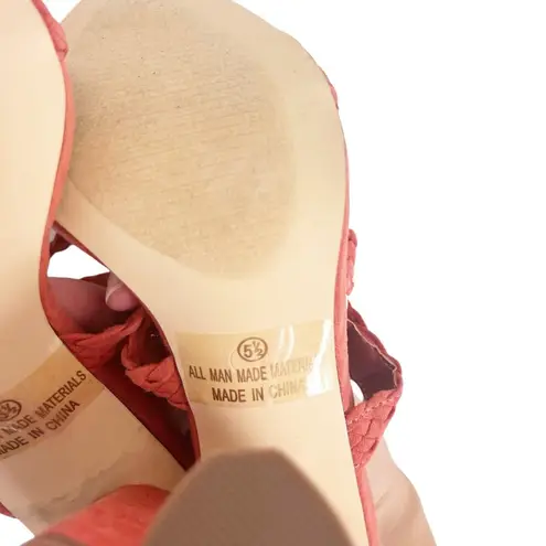 Liliana Orange Faux Suede Braided Strappy Heels Sz 5.5