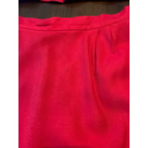 Harvé Benard Harve Benard Vintage Red Jacket Skirt Suit Set White Buttons Made In Italy Sz 12