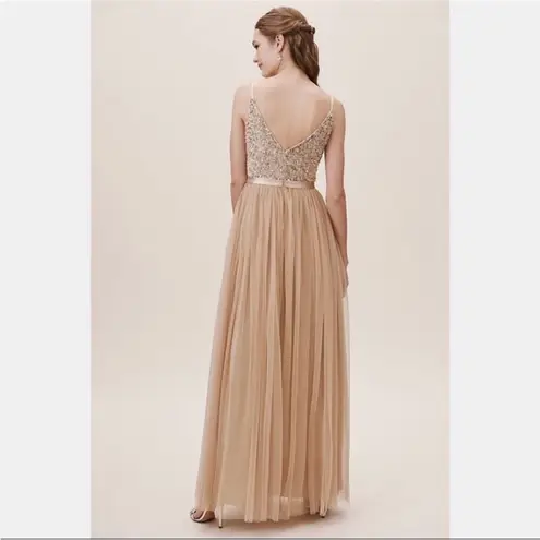 BHLDN Avery Maxi Dress, Oyster Champagne Color, Size 4