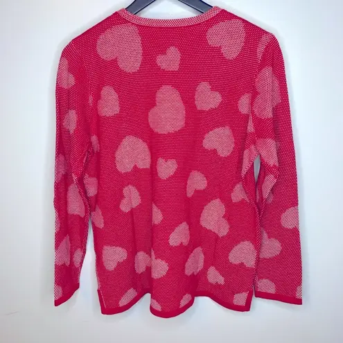 Coldwater Creek Fresh Red Lots of Love Sweater Size MP