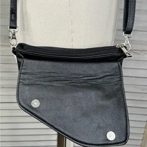 SAX Crossbody Purse Boho Floral Design Vegan Leather Black/Multi