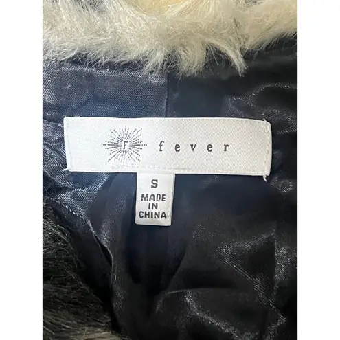 Fever Faux Fur Vest S Sleeveless Chevron Stripes Gray Black Beige Warm Stylish