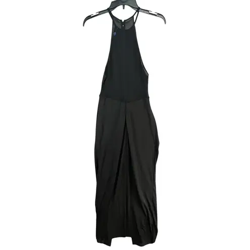 Bec & Bridge Riri Halter Maxi Dress 6 Black Asymmetric Draped High Slit Cocktail