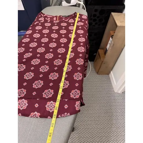 PaperMoon Burgundy Medallion Print Blouse, Boho Fall Top, 3/4 Sleeve