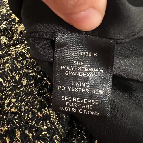 Ark & Co. Gold Flecked Black Boucle Tweed High Neck Party Dress L