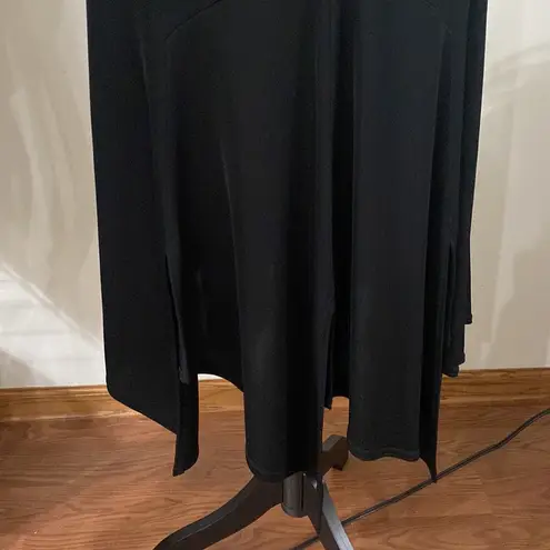 Tadashi Shoji Tadashi handkerchief hem pieced plunge neck cap sleeve eventing dress in black