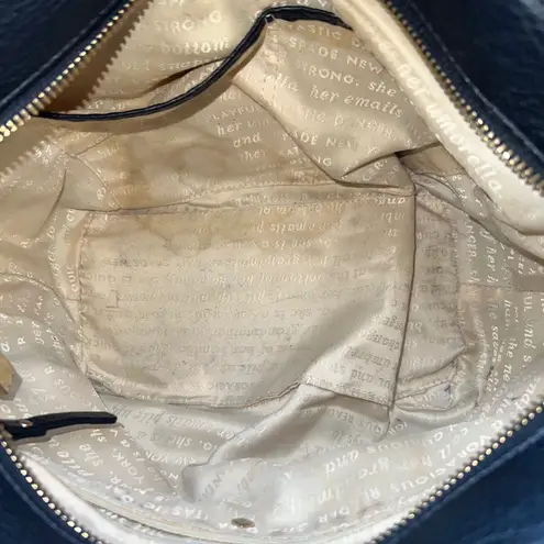 Kate Spade New York Black Leather Satchel Crossbody Bag STORYBOOK LINER