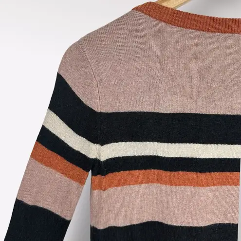 Acrobat | XS Sweater Dress Multi Knit Striped Brown Orange Black Silk Cashmere Pink