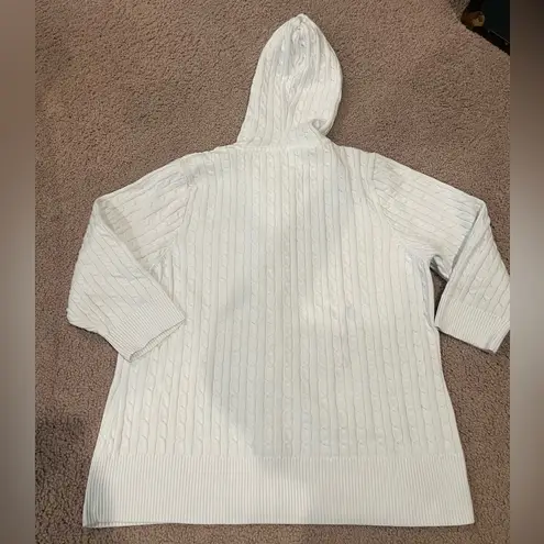 Women's 3/4 sleeve knitted cardigan with hood White