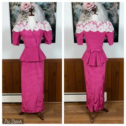Gorgeous Vintage 1980s Watters & Watters Taffeta Mother of the Bride Gown! Pink Size 4