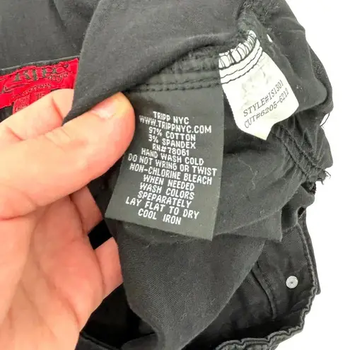 Tripp NYC Fishnet Jeans Distressed Black Ripped Size 15