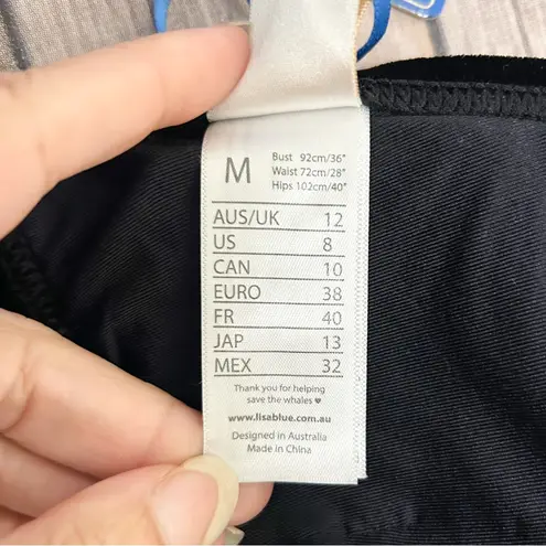 Lisa Blue Black Velvet Sorceres Halter Bikini Top NWT Medium Tie Gold Tone Charm