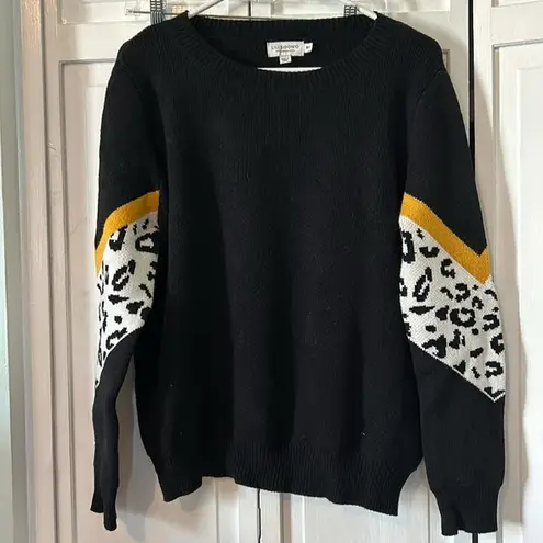 Lili Sidonio cozy leopard print color block sweater