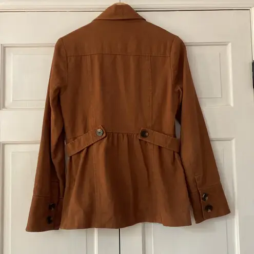 Anthropologie  Tabitha Theodora Burnt Orange Rust Jacket‎ Ruffle Military Size 4