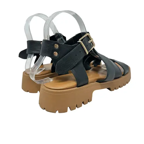 275 Central Isaiah Sandals Fisherman Chunky Leather Black Size 40 US 10