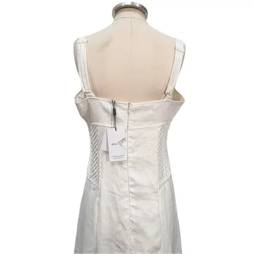 Reiss Etta Linen Sleeveless Corset Midi Dress White Size 10 NEW